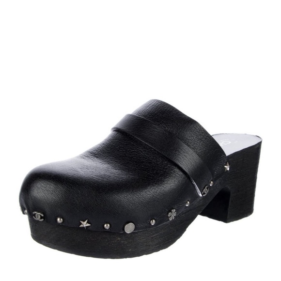 CHANEL Calfskin CC Lucky Charms Studded Clogs Size 41 - Picture 8 of 11